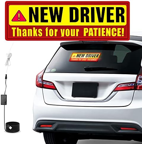 Yeni Sürücü Sticker için Araba, LED Araba Sticker için Yeni Sürücü, Light Up Uyarı Araba Çıkartması Öğrenci için Yeni