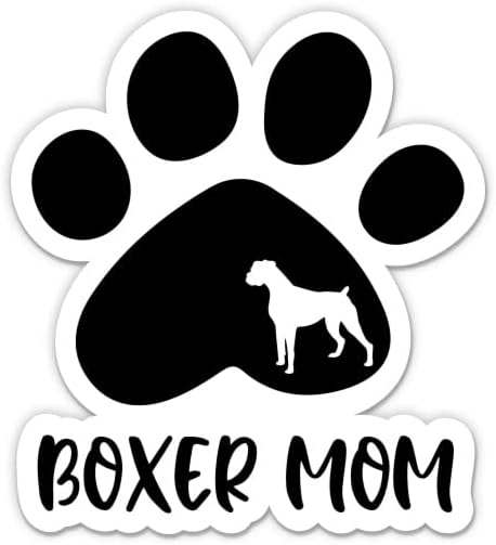 Boxer Anne Pençe Etiket-3 laptop etiketi - Su Geçirmez Vinil Araba, Telefon, Su Şişesi-Boxer Köpek Anne Çıkartması