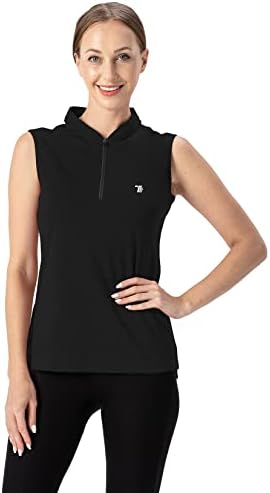 YSENTO kadın Kuru Fit Tenis Golf Gömlek Zip Up Kolsuz Yakasız UPF 50 + Yoga Gym Egzersiz Gömlek Tops