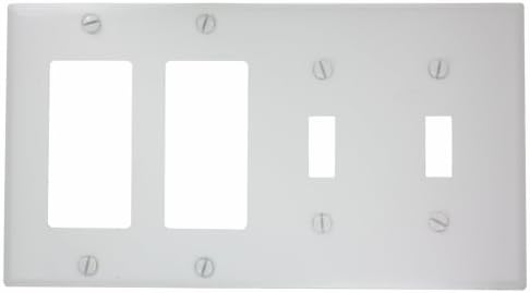 Leviton P2262-W 4-Gang 2-Toggle Decora / GFCI Cihaz Kombinasyonu Duvar Plakası, Cihaz Montajı, Beyaz