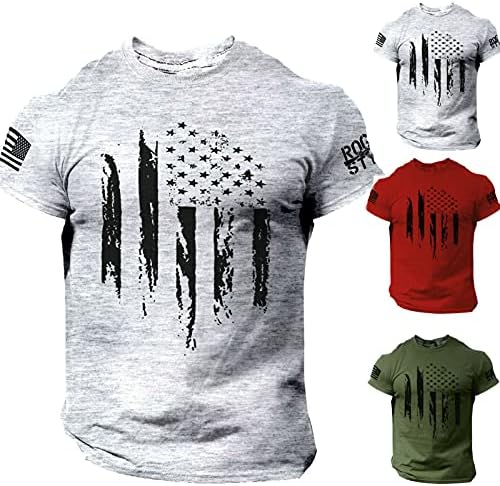 Erkek Kas Gömlek Yaz Kısa Kollu Vatansever T-Shirt Rahat Gevşek Grafik Baskılı Tees Amerikan Bayrağı Üstleri
