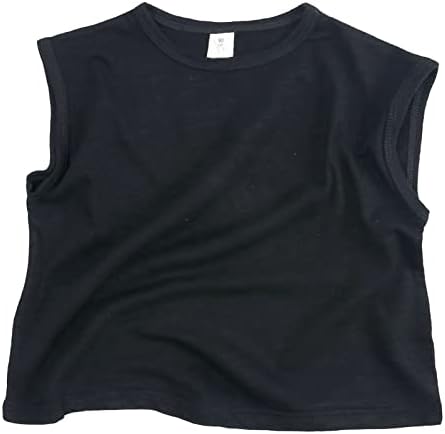 Yürüyor Çocuk Kız Erkek Kısa Klasik Gevşek Yumuşak Kolsuz Katı T Shirt Tee Üstleri Giysi Üst Genç