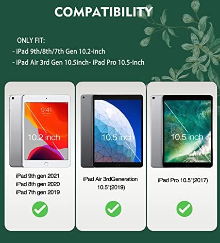 KUAELEN Nakış iPad kılıfı 10.2 inç ve iPad Air 3 (10.5 inç 2019, 3. Nesil), iPad 9./ 8./ 7. Nesil (2021/2020/2019)