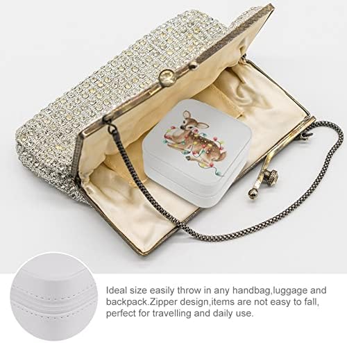 Noel ışıkları geyik mücevher kutusu eğlenceli hayvan PU küçük taşınabilir seyahat çantası tatil organizatör ekran