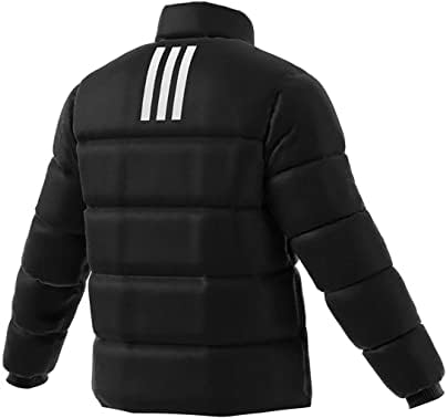 adidas Erkek Basic 3 Çizgili Yalıtımlı Orta Ağırlıklı Ceket, Siyah / Siyah X-Large