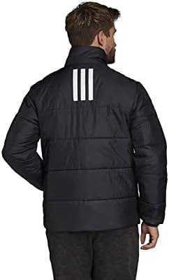 adidas Erkek Basic 3 Çizgili Yalıtımlı Orta Ağırlıklı Ceket, Siyah / Siyah Büyük