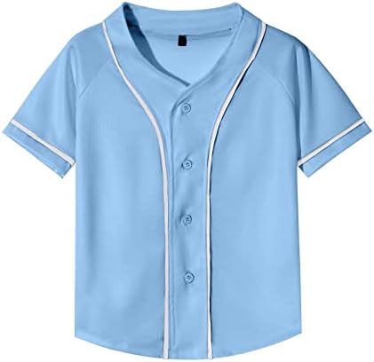 jeecoin çocuk beyzbol forması Düğme Aşağı Üniforma T Shirt Hip Hop Hipster Düz Softbol Aktif erkek çocuklar için tişörtler