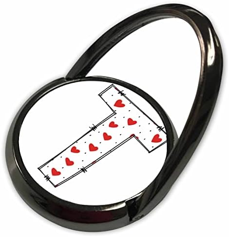 3dRose Sevimli Kırmızı ve Beyaz Kalpler Sevgililer Monogramı İlk T - Telefon Halkaları (phr-374340-1)