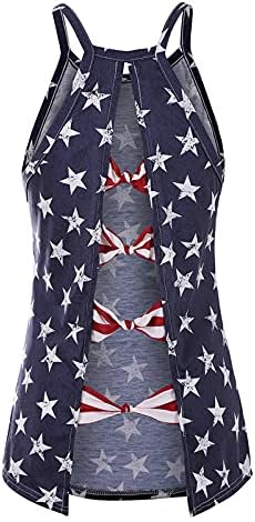 4th Temmuz Gömlek Tankı Üstleri Kadınlar için ABD Bayrağı Yaz Casual Kolsuz Gömlek Vatansever Yıldız Çizgili Egzersiz