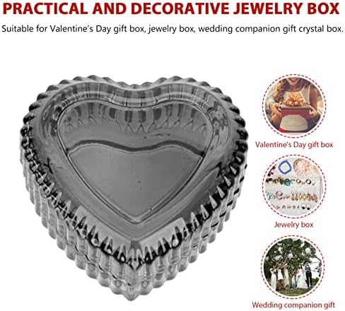 Kalp Mücevher Kutusu Kristal Kalp Şekli Hediye Kutusu: Kabartmalı Mücevher Kutusu Kapaklı Şeffaf Şeker Kutusu Kapaklı