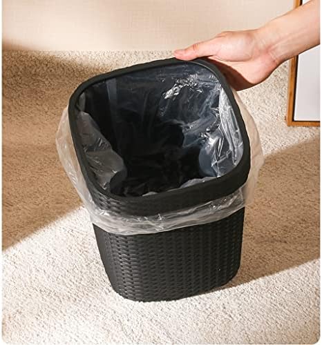 PAIFA Kompakt çöp tenekesi 3.64 Galon Rattan Tarzı Siyah, 14L Büyük çöp Tenekeleri İç ve Dış Mekan Oturma Odası Yatak