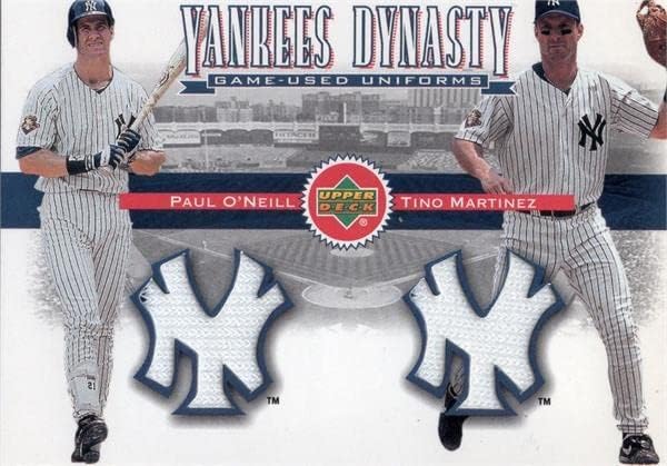 Paul O'Neill ve Tino Martinez oyuncu yıpranmış forması yama beyzbol kartı (New York Yankees) 2001 Üst Güverte Hanedanı