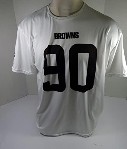 Cleveland Browns 90 Oyun Kullanılan Beyaz Uygulama Egzersiz Gömlek Forması DP45223-İmzasız NFL Oyun Kullanılan Formalar