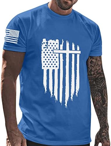 MIASHUI Erkek T Shirt Düz Erkek Bağımsızlık Günü Bayrağı Rahat Yumuşak ve Rahat Küçük Baskılı Erkek Uzun Kollu Katmanlı