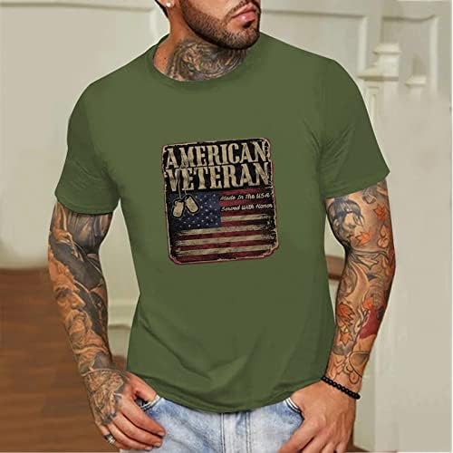 XXVR Erkek Asker Kısa Kollu Vatansever T-Shirt, Amerikan Bayrağı Baskı Bağımsızlık Günü Yaz Casual Crewneck Tee Tops