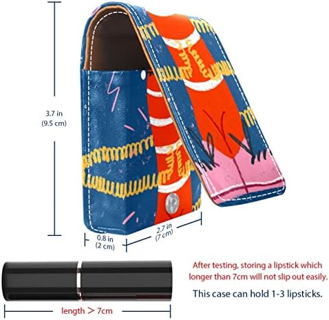 ORYUEKAN Mini Makyaj aynalı çanta, Debriyaj Çanta Deri Ruj Kılıfı, Soyut Sanat Karikatür Ayakkabı Pantolon Desen