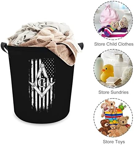 Mason ABD Bayrağı Logosu çamaşır sepeti Katlanabilir Çamaşır Sepeti çamaşır Kutusu Saklama Çantası Kolları ile