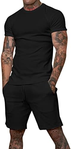 DSODAN 2023 Erkek Yaz spor Seti Kısa Kollu T-shirt Şort Slim Fit Atletik Eşofman Rahat 2 Parça Kıyafetler Setleri