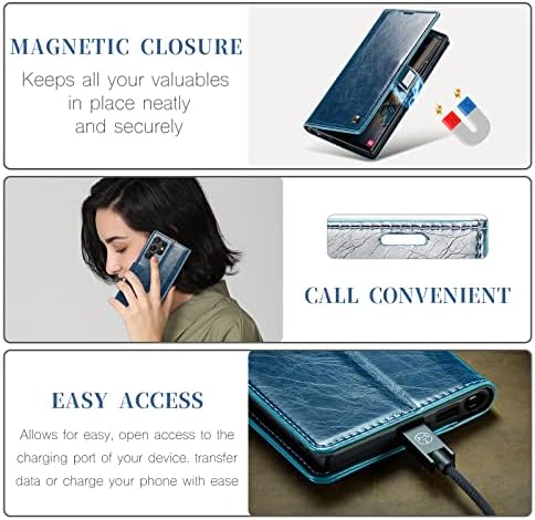 WAWZ Galaxy S23 Ultra Cüzdan Kılıf ile Uyumlu, Darbeye Dayanıklı Flip Folio Deri Cüzdan Kart Yuvalı Kapak Samsung