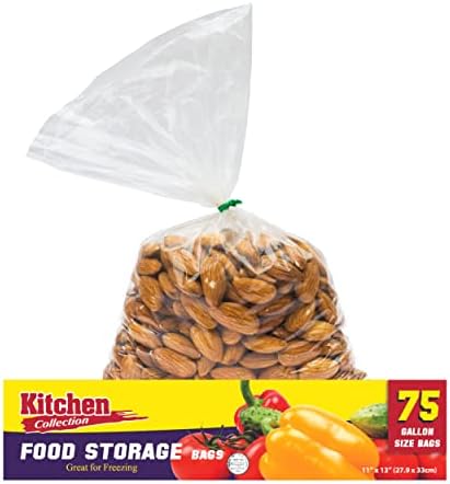 PARTİ PAZARLIK 1 Galon Boyutu Gıda Saklama Torbaları ile Twist-Bağları. 11 x 13 inç. 75 torba. Mutfak, ofis, ticari