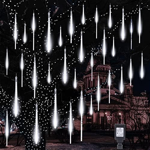 Meteor yağmuru ışıkları açık, 16 inç 10 tüp 360 LED kar yağışı ışıkları, su geçirmez Meteor noel ışıkları, ağaç çalıları