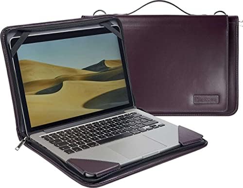 Broonel Mor Deri Dizüstü Bilgisayar Çantası-Dell Chromebook 11 3180 11,6 inç Dizüstü Bilgisayarla Uyumlu