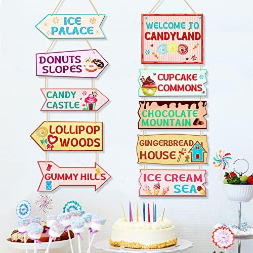 Gejoy Candyland Parti Süslemeleri Şeker Arazi Parti İşareti Karşılama Candyland Doğum Günü Partisi Süslemeleri Yön