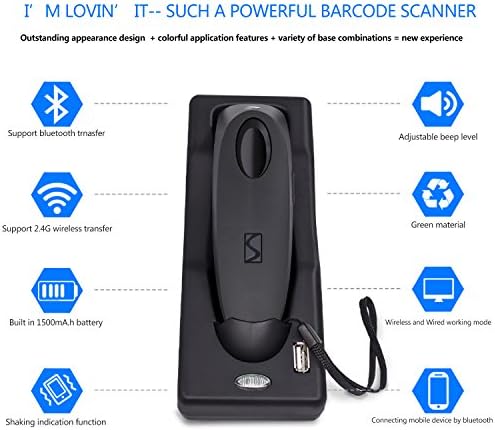 Ucuz Alacrity Bluetooth Barkod Tarayıcı El USB Kablosuz Barkod Okuyucu Tarayıcı + Standlı Bluetooth Kablosuz Barkod