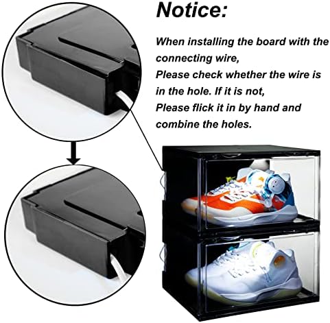 STAHMFOVER 2'li LED Spor Ayakkabı Kutuları-Ses Kontrolü, İstiflenebilir Şeffaf Ayakkabı Vitrinleri - Kolay Erişim,
