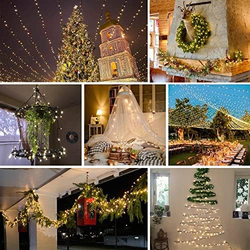 gresonic Noel dize ışıkları açık kapalı dekorasyon, 8 modlu 300 LED 19.6 ft uzatılabilir yeşil tel, Noel ağacı tatil