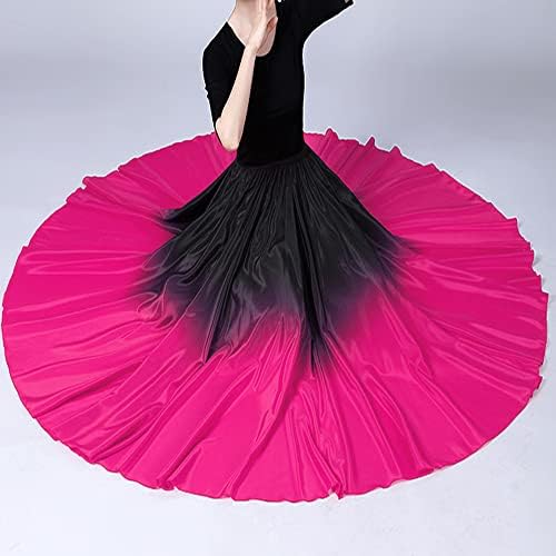 Bayan Zarif İpek Hissediyorum Performans Uzun Etek Siyah Kırmızı Hint Degrade İspanya Boğa Oryantal Dansçı Elbise