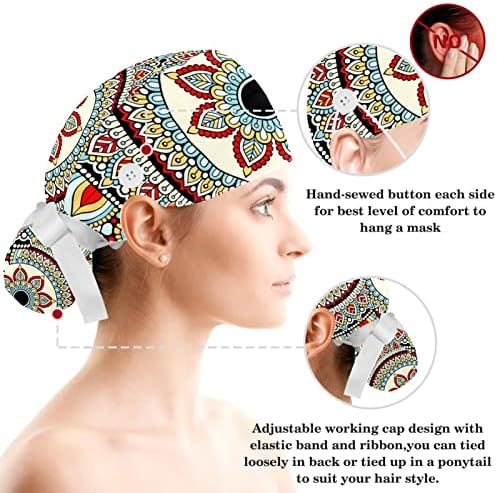Mandala Ayarlanabilir Çalışma Kap ile Yay Saç Toka, Kabarık Şapka Düğmeleri ile