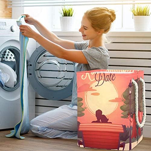 Inhomer Romantik Kart 300D Oxford PVC Su Geçirmez Giysiler Sepet Büyük çamaşır sepeti Battaniye Giyim Oyuncaklar Yatak
