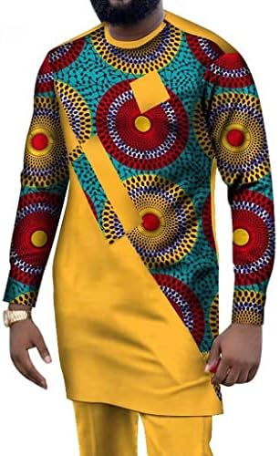 DEWUFAFA Afrika Erkek Giyim Dashiki Kıyafet Geleneksel Lüks Baskılı Takım Elbise Bluz Üst Pantolon Eşofman