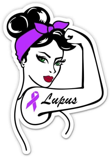 Rosie Lupus Farkındalık Sticker-5 laptop etiketi - Su Geçirmez Vinil Araba, Telefon, Su Şişesi-Mor Şerit Çıkartması