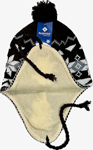 Kulak kapakları ile Perulu Bere Örme Şapka, Kış Polar Pom Pom Sıcak örgü bere. Unisex Yürüyüş Kayak Snowboard için