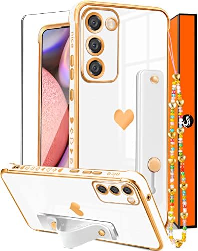 Likiyami (3in1 Samsung Galaxy S23 Kılıf Kalp Kadınlar Kızlar için Girly Sevimli Lüks Güzel Estetik halkalı telefon