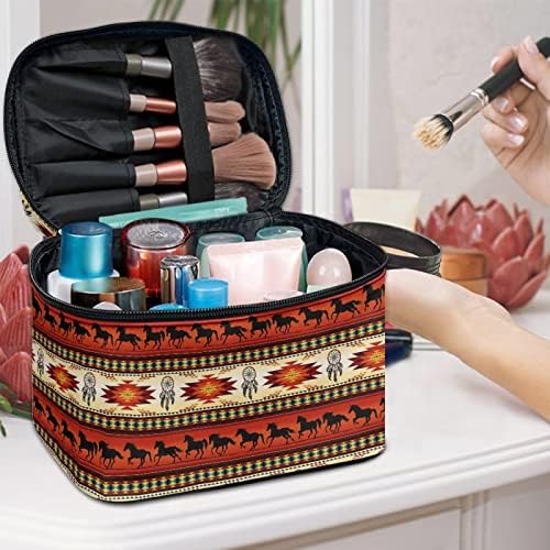 Belıdome Aztek Makyaj Çantaları ile Kadınlar için Fırça Organizatör Kolu Fermuarlı kozmetik torbası makyaj çantası