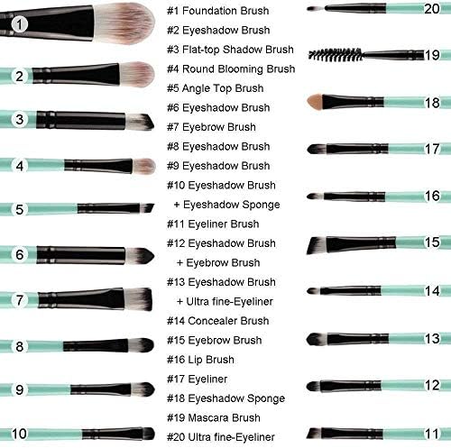 FKSDHDG 20 Adet makyaj fırçası Seti Aracı Makyaj Yıkama Göz Makyajı, Fondöten, Göz Farı ve Diğer Kozmetik Araçları