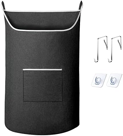 SAVERHO XL Asılı çamaşır sepeti Çantası, Siyah Kapı Asılı Sepet Büyük Açık Asılı çamaşır sepeti saklama çantası Büyük