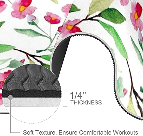 Suluboya Kiraz Çiçeği Deseni Ekstra Kalın Yoga Matı-Her Türlü Yoga, Pilates ve Zemin Egzersizleri için Çevre Dostu