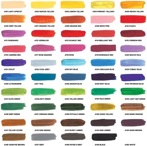 GenCrafts Akrilik Boya - 50 Premium Canlı Renk Seti - (22 ml, 0,74 oz.)- Tuval, Kağıt, Ahşap, El Sanatları ve daha