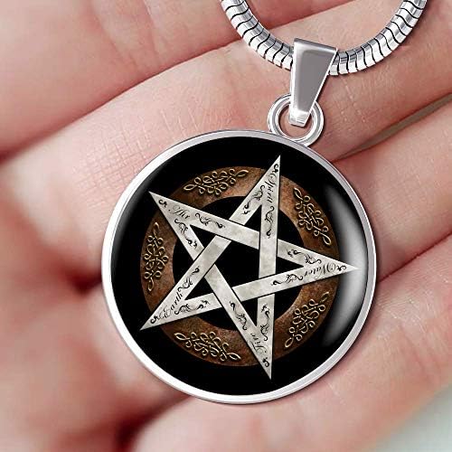 1988HUYHOAT Wiccan Kolye, Pentagramı Koruma, Takı Wicca Pagan Din Pentagramı-Hediye Kutusu İçerir! JN5T2