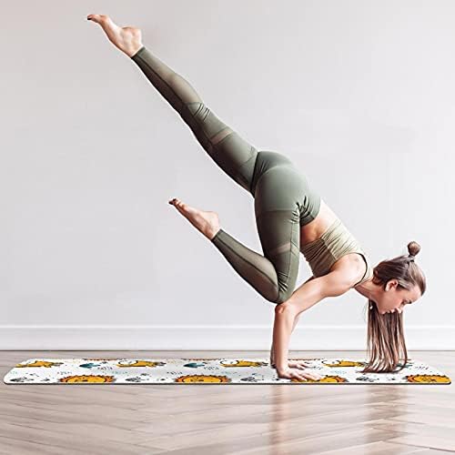 Kalın Kaymaz Egzersiz ve Fitness 1/4 yoga mat Aslan Ve Zürafa Desen Baskı Yoga Pilates ve Zemin Fitness Egzersiz (61x183cm)