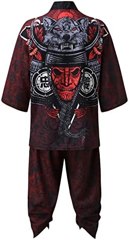 Yaz Erkek T Shirt Erkek Eğlence Rahat Antika Dijital Baskı Kimono Cüppe Hırka Gömlek Pantolon Gömlek Şal