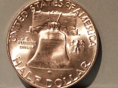 1955 RULO / Frankllin Gümüş Yarım Dolar Dolaşımsız Taşlar / Özgürlük Çanı