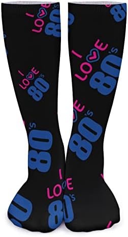 WEEDKEYCAT Seviyorum 80 Kapalı Kalın Çorap Yenilik Komik Baskı Grafik Rahat Sıcak Orta Tüp Çorap Kış için