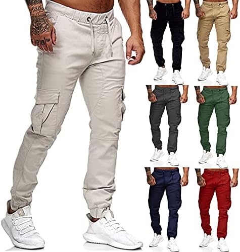 Erkek Moda Joggers Pantolon Kargo Sweatpants-Pamuk Atletik Pantolon Spor Açık cepli pantolon