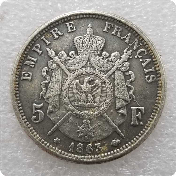 Fransızca 1863-A,1862,1863,1864,1865,1866 Fransa 5 Frangı Gümüş Dolar