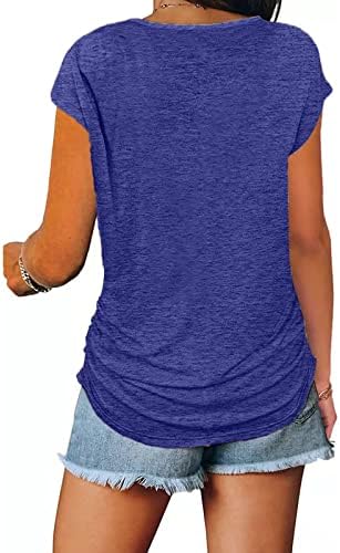 UBST Yarım Zip-up Gömlek Kadınlar için, düz Renk V Boyun Kısa Kollu Tişörtleri Bayanlar Casual Tunik Bluz Tops Slim